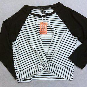F21 NWOT Striped Knotted Cop Top Long-Sleeved